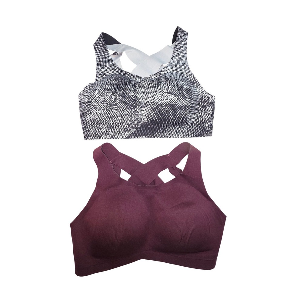 Lululemon AirSupport High Support Sports Bra 34DD Cassis Snakeskin Set of 2